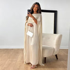 Safiya Abaya — Satin Dress & Chiffon Cape Elegance Edition