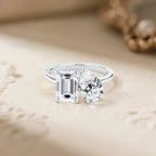 ZAYNA Certified Moissanite Two-Stone Ring — 3.5CT Luxury Bridal Design