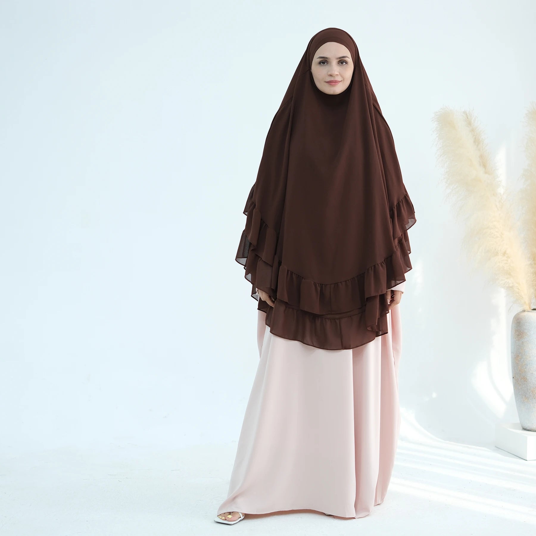Khimar Maïssa XL — 2 Muslin Veils with Ruffles (Extra-long)