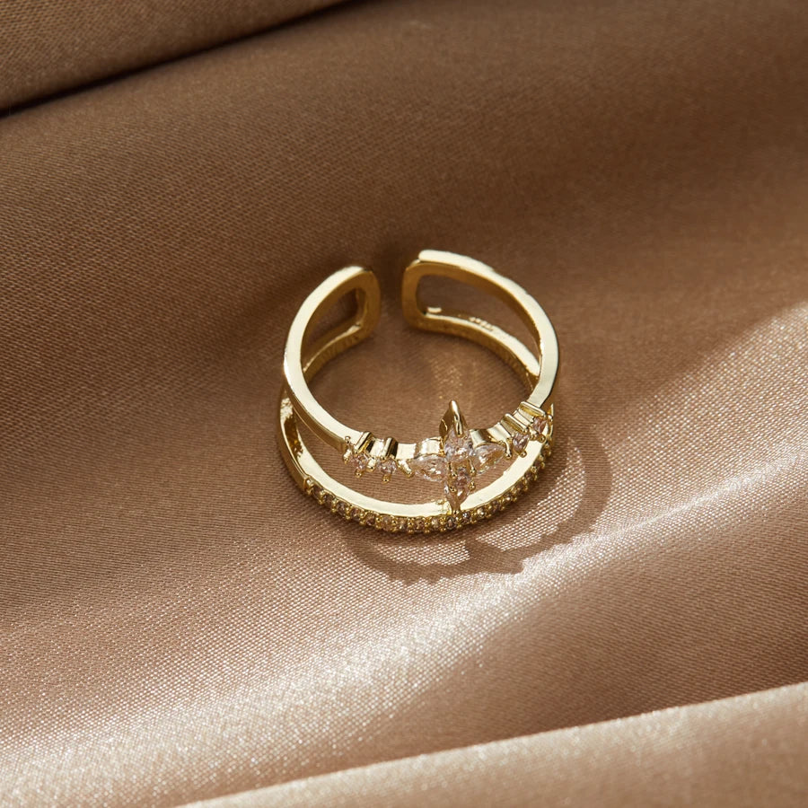 ZAYNA Double Cross Zircon Ring — Modern Elegance