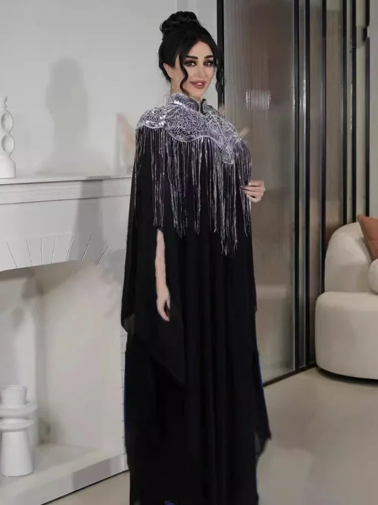 Samira Set — Long Abaya & Sequin Cape Luxury Edition