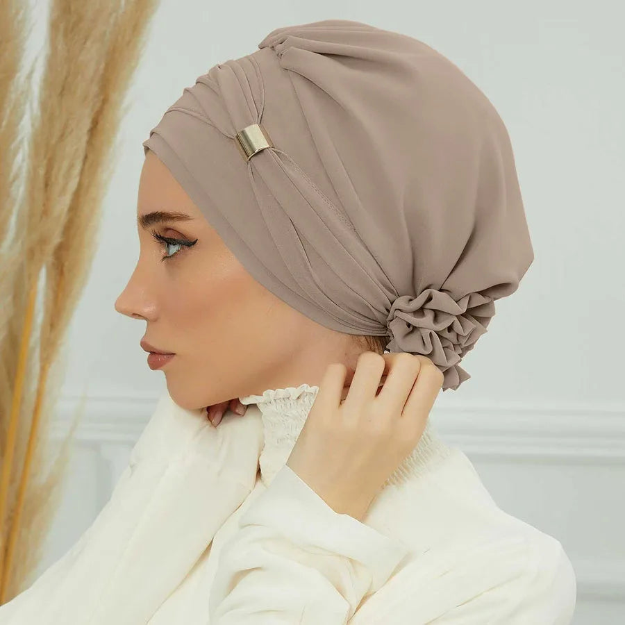 ZAYNA Instant Turban Hijab — Solid Cotton Blend Ready-to-Wear Cap