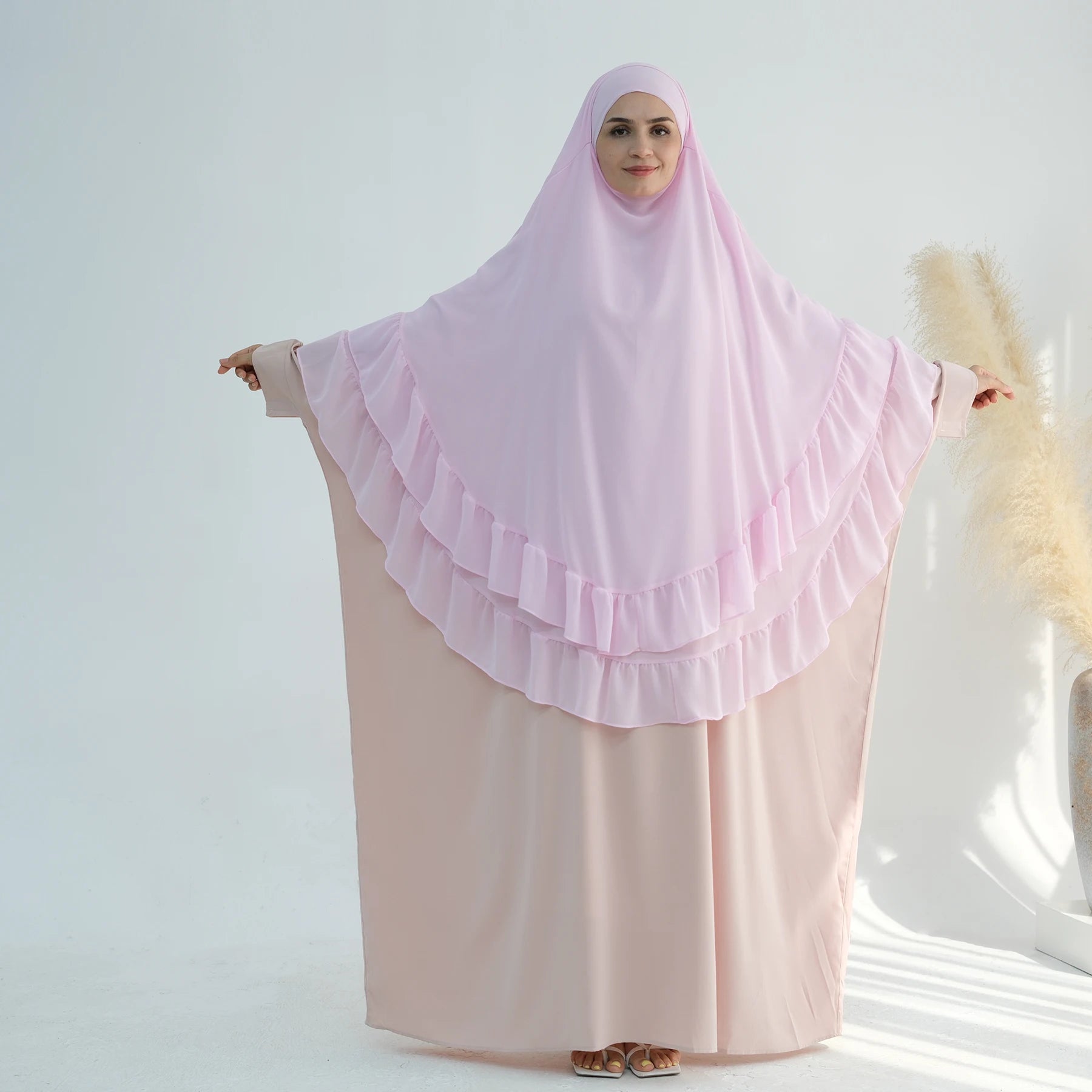 Khimar Maïssa XL — 2 Muslin Veils with Ruffles (Extra-long)