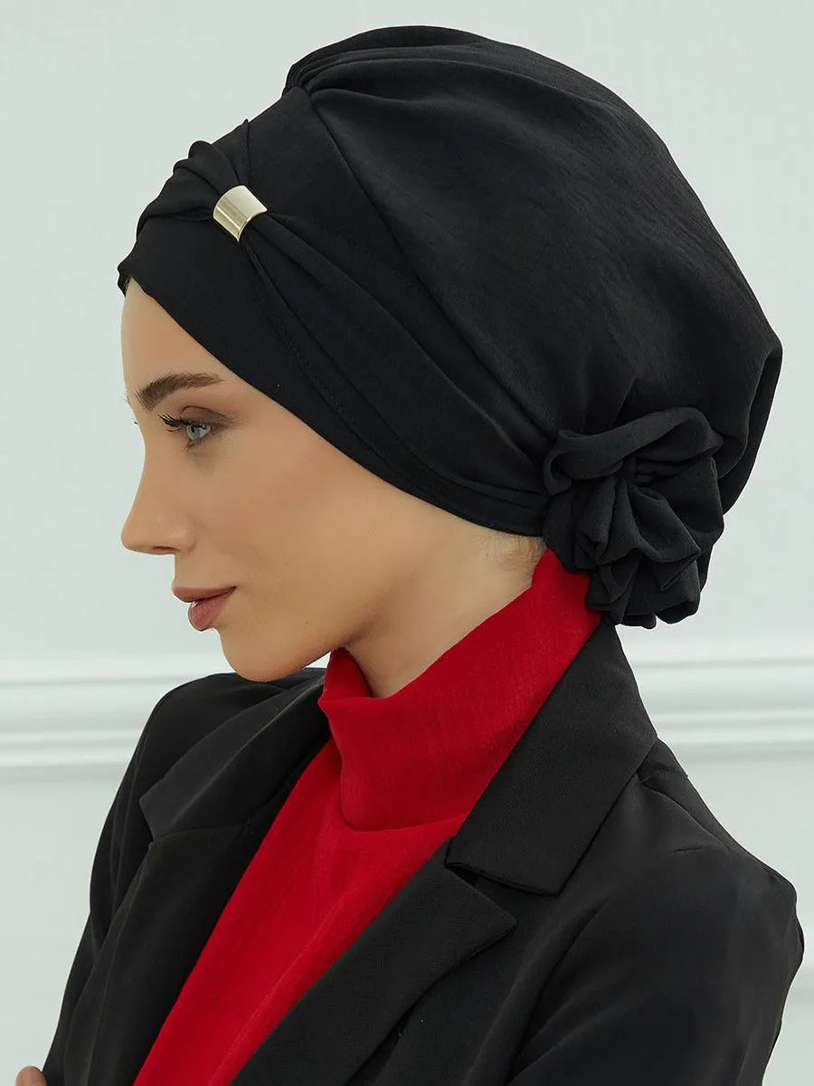 ZAYNA Instant Turban Hijab — Solid Cotton Blend Ready-to-Wear Cap