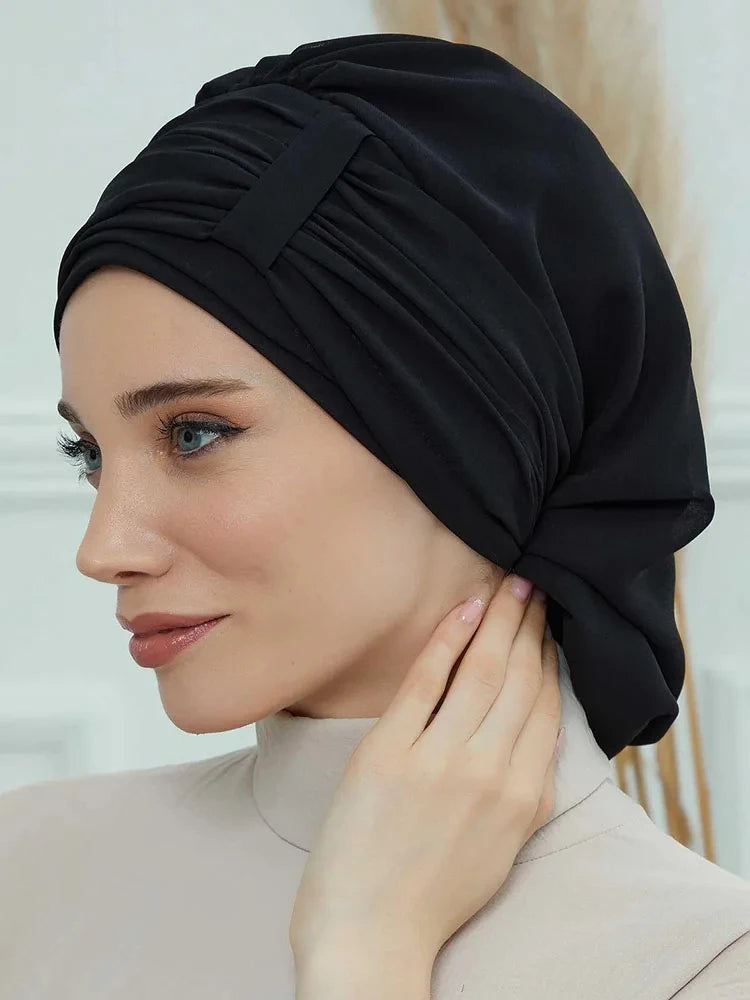 ZAYNA Instant Turban Hijab — Solid Cotton Blend Ready-to-Wear Cap