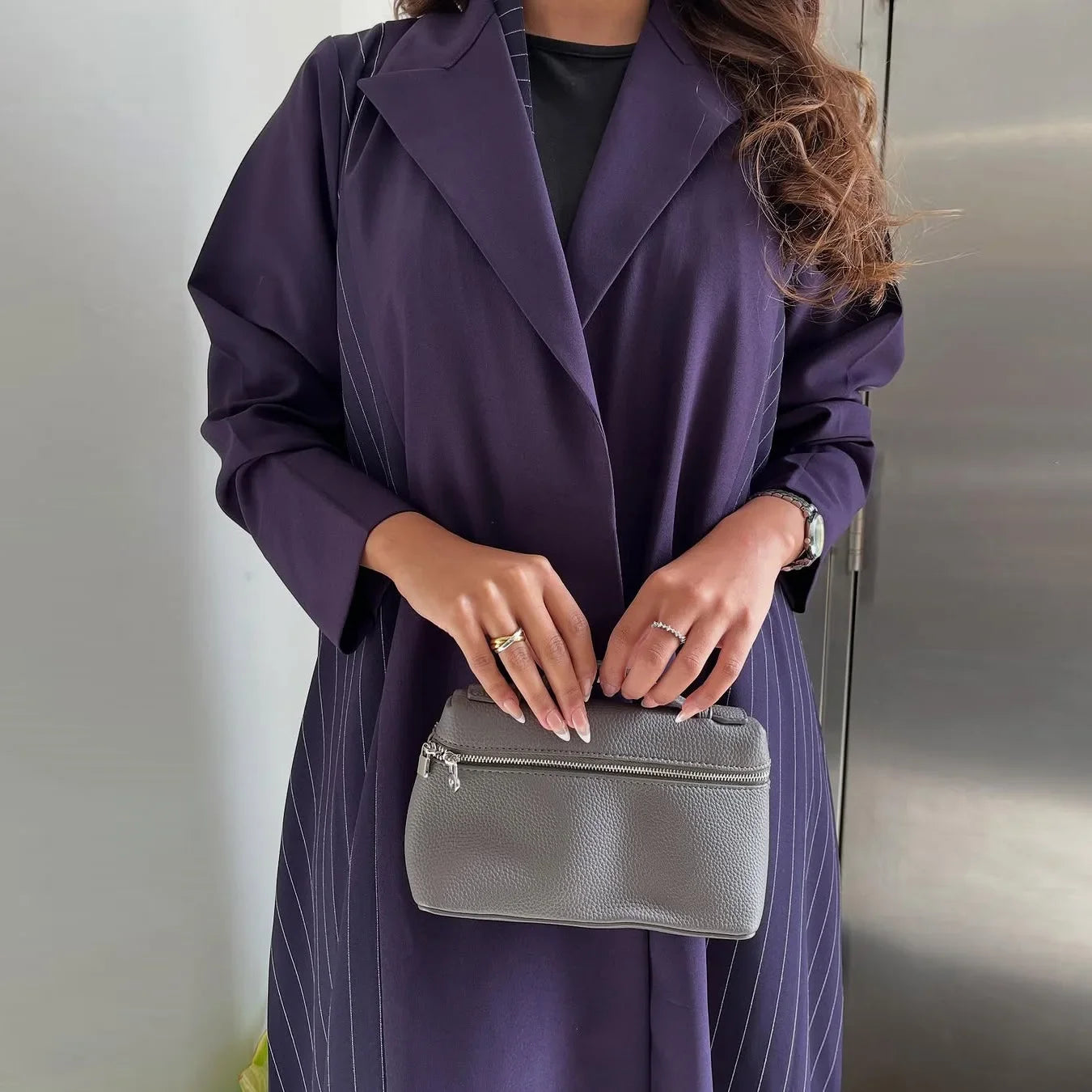 Abaya Lina — Long Striped Cardigan, Elegance Edition