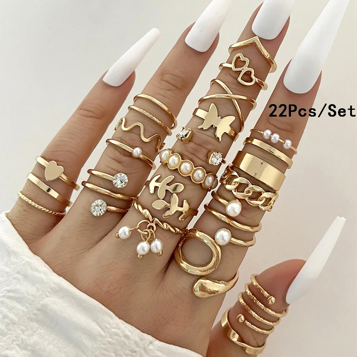 ZAYNA 28-Piece Geometric Knuckle Ring Set — Gold & Silver Crystal Party Jewelry