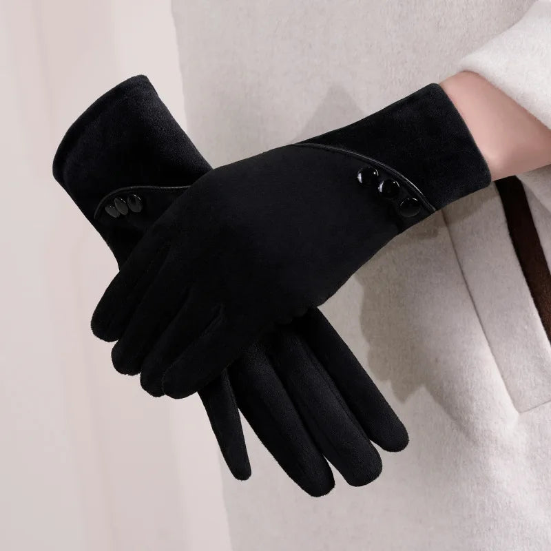 ZAYNA Suede Touchscreen Winter Gloves — Thick & Warm