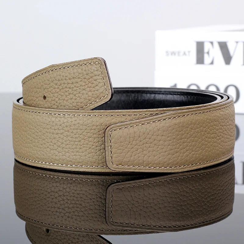 ZAYNA Luxury Cowhide Belt — Ultra-Thin H-Inspired