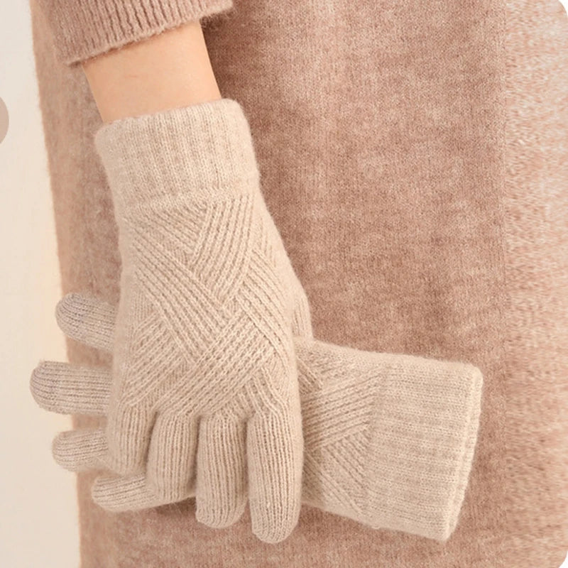ZAYNA Double-Layer Cashmere Winter Gloves — Warm & Touchscreen