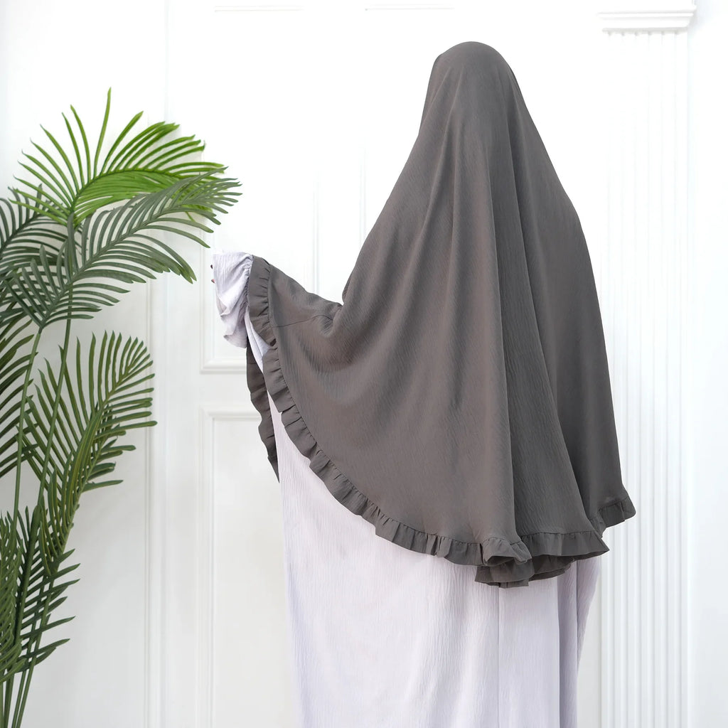 Khimar Nida Ruffles — 1 Nida Crepe Veil (Overhead)