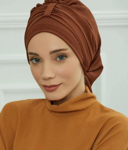 ZAYNA Instant Turban Hijab — Solid Cotton Blend Ready-to-Wear Cap