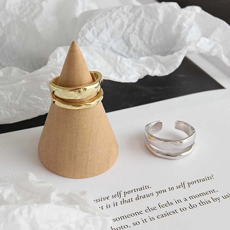 ZAYNA Geometric Double-Layer Ring — Minimalist Silver Elegance