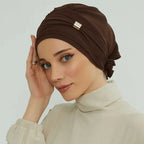 ZAYNA Instant Turban Hijab — Solid Cotton Blend Ready-to-Wear Cap
