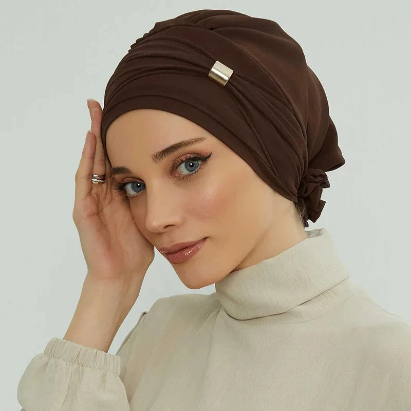 ZAYNA Instant Turban Hijab — Solid Cotton Blend Ready-to-Wear Cap