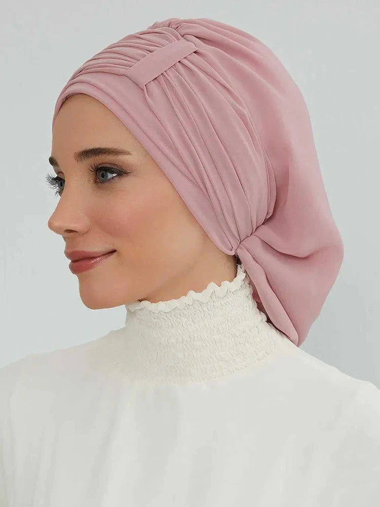 ZAYNA Instant Turban Hijab — Solid Cotton Blend Ready-to-Wear Cap
