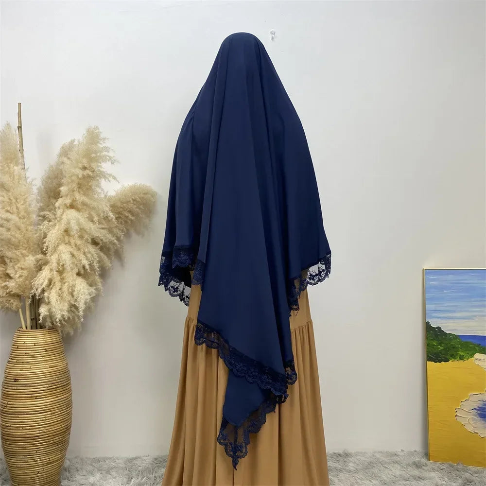 Amira Lace Khimar — Long Plain (Overhead)