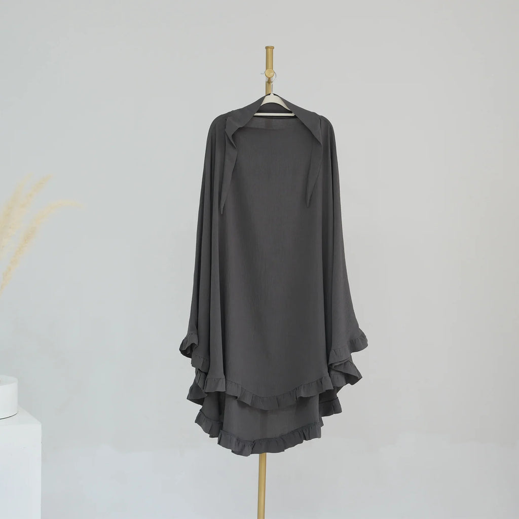 Khimar Nida Ruffles — 1 Nida Crepe Veil (Overhead)
