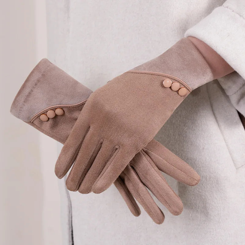 ZAYNA Suede Touchscreen Winter Gloves — Thick & Warm