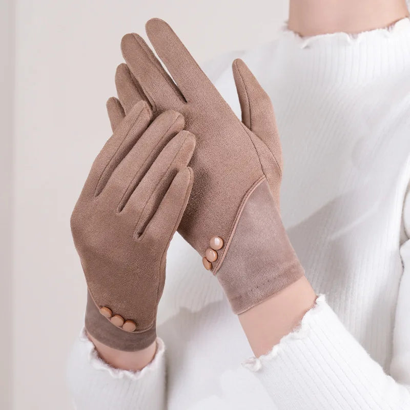 ZAYNA Suede Touchscreen Winter Gloves — Thick & Warm