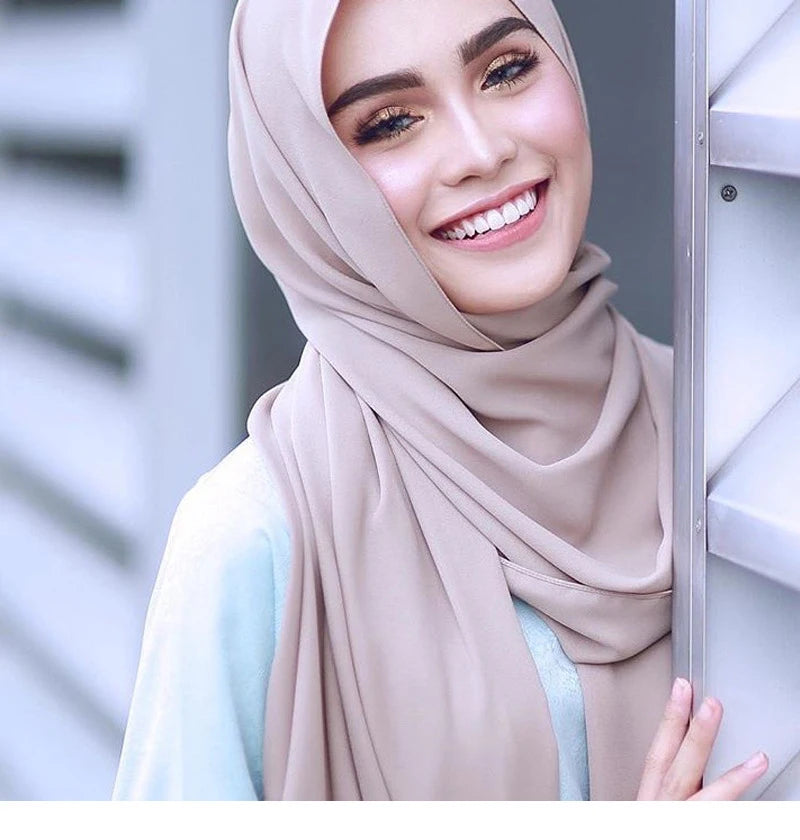 Layali Hijab — Plain Chiffon (Long)
