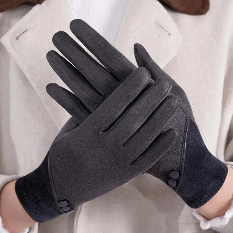 ZAYNA Suede Touchscreen Winter Gloves — Thick & Warm