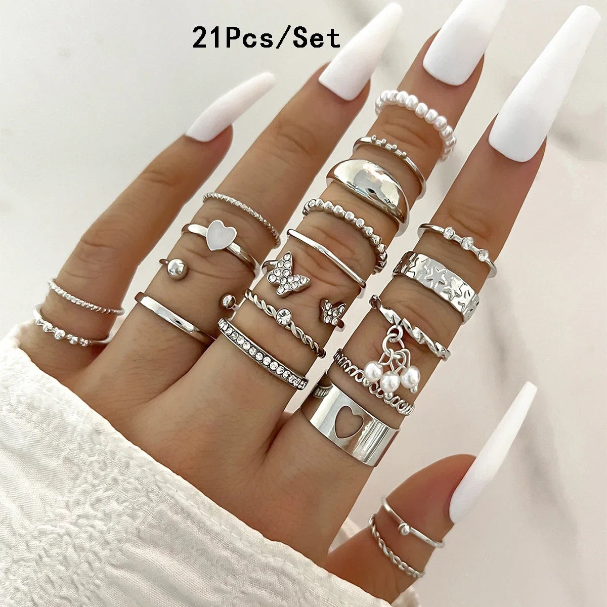ZAYNA 28-Piece Geometric Knuckle Ring Set — Gold & Silver Crystal Party Jewelry