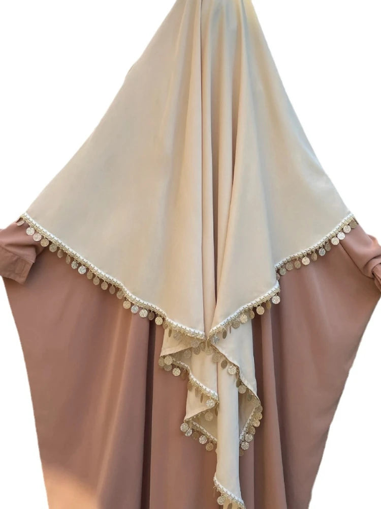 Soraya Éclat Khimar — Long with Sequins & Fringes