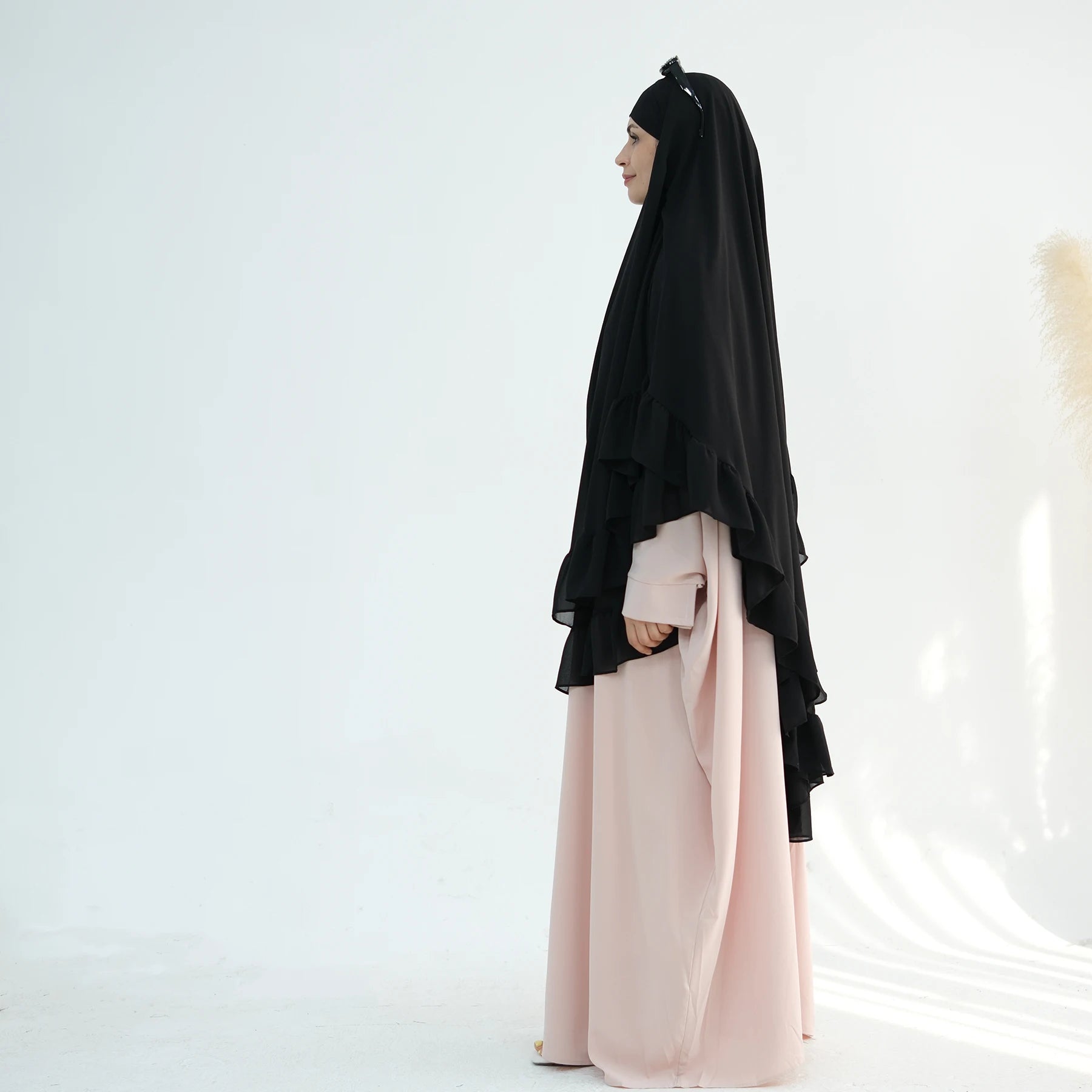 Khimar Maïssa XL — 2 Muslin Veils with Ruffles (Extra-long)