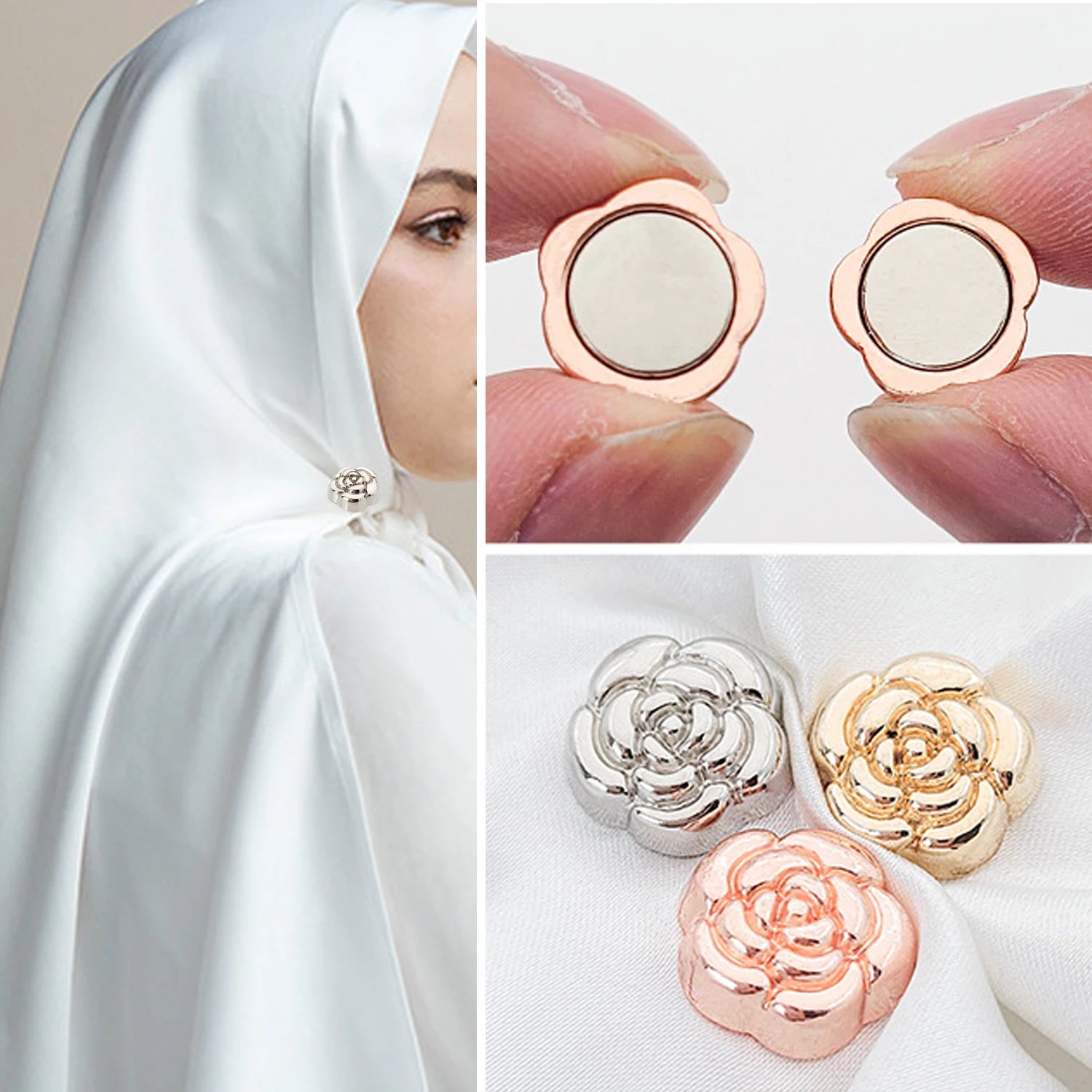 ZAYNA Blossom Magnetic Hijab Clips — 2-Piece Set