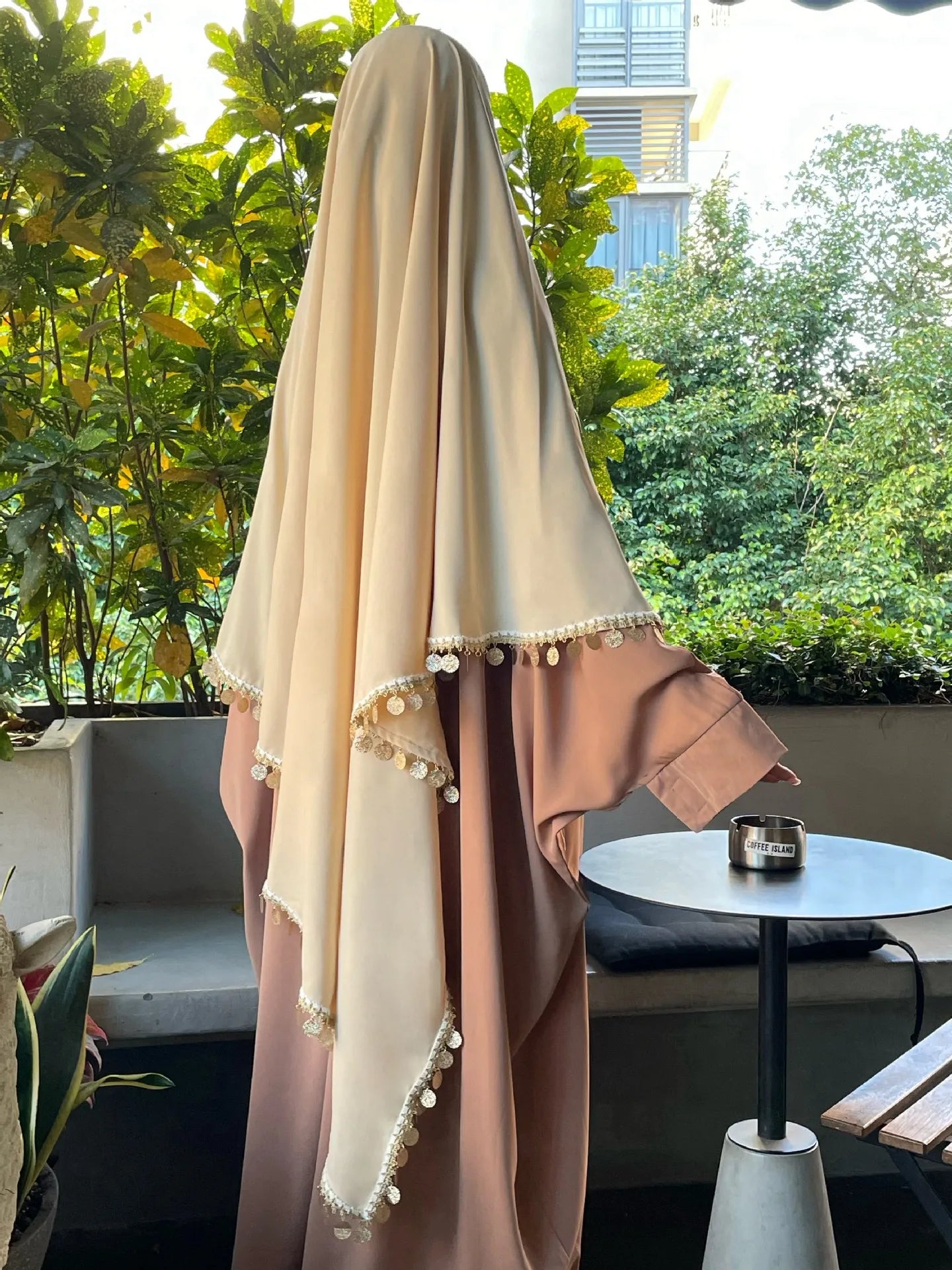 Soraya Éclat Khimar — Long with Sequins & Fringes