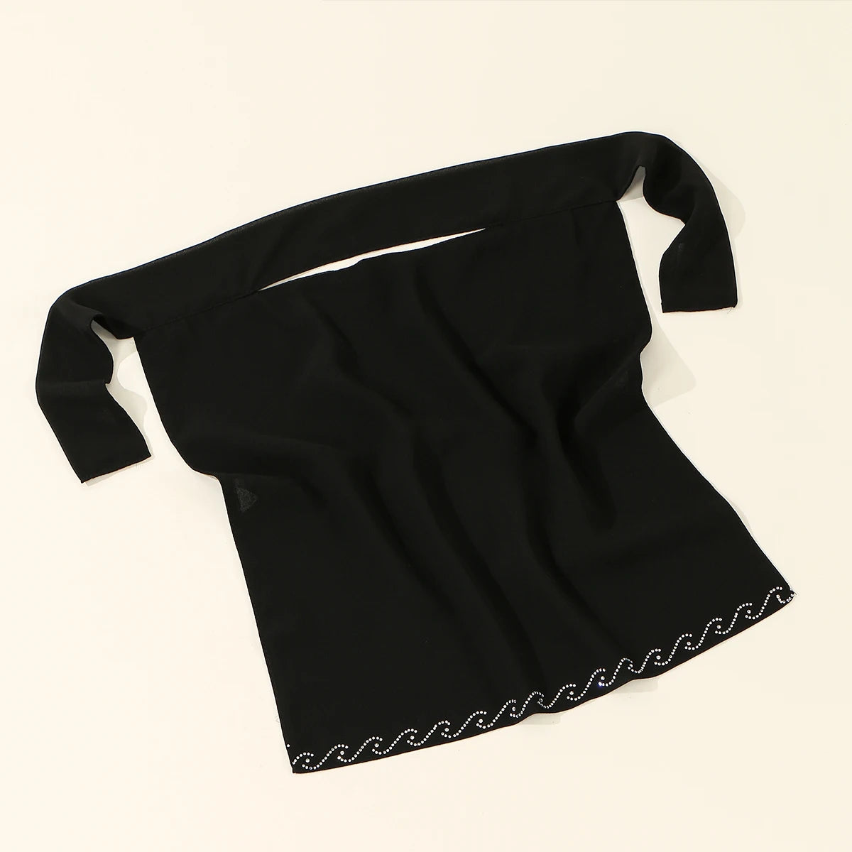 Crystal Niqab — Tie-Up Veil (Wavy Rhinestones)