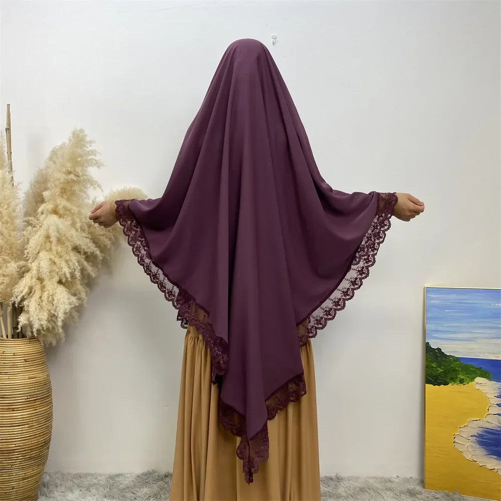 Khimar Nida Lace — Fine Embroidery (Overhead)