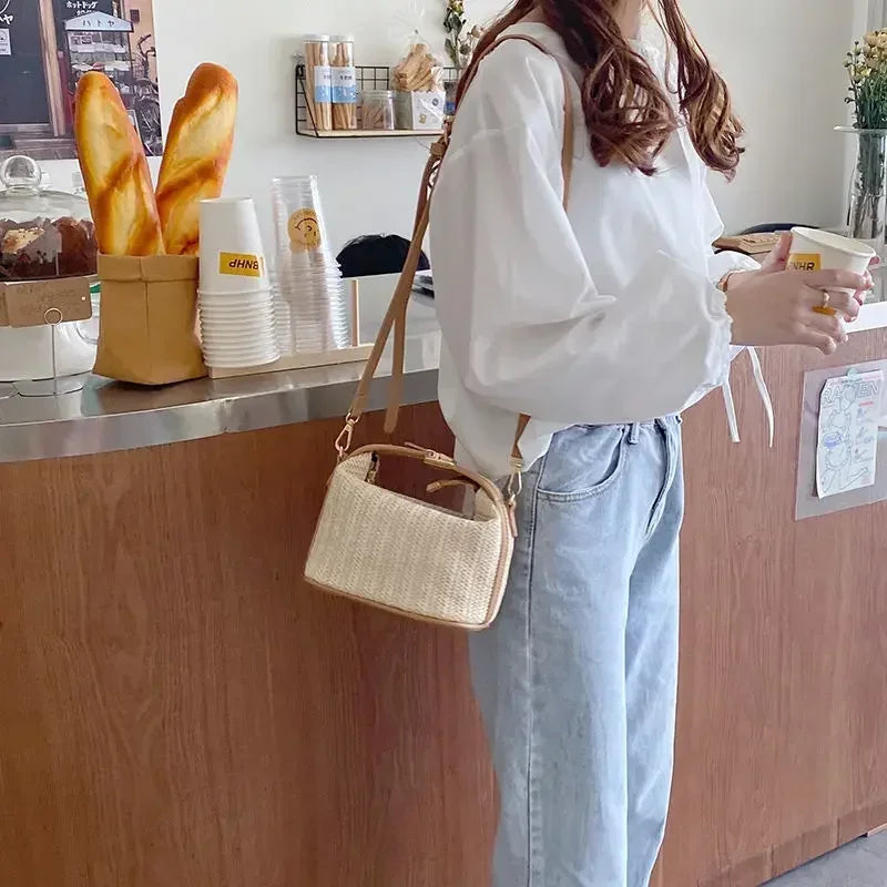 Mini Dune — Woven Bucket Basket (Shoulder Strap & Handle)