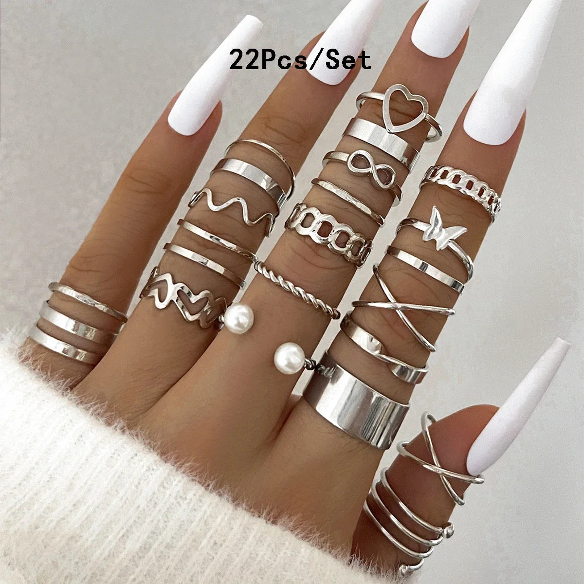 ZAYNA 28-Piece Geometric Knuckle Ring Set — Gold & Silver Crystal Party Jewelry