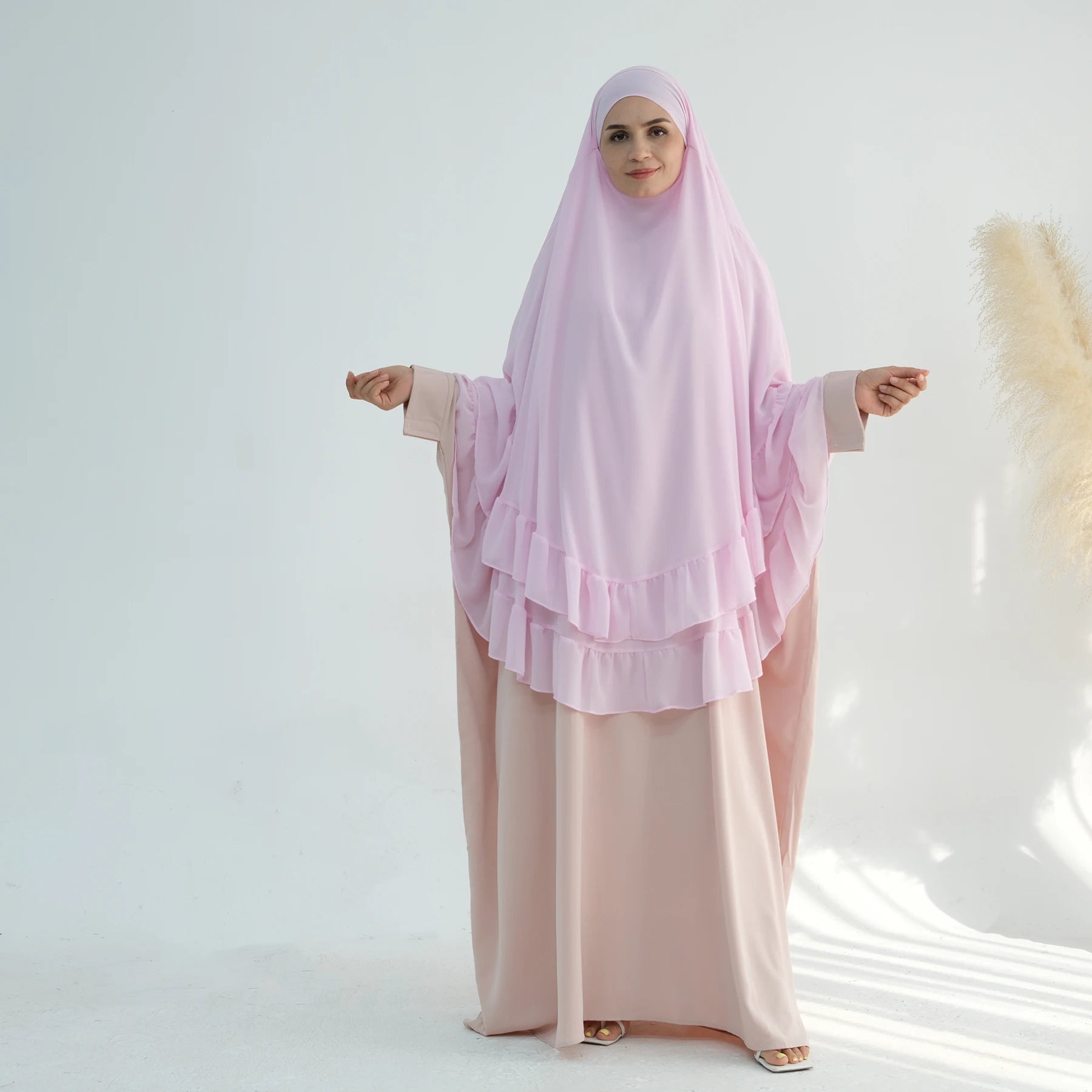 Khimar Maïssa XL — 2 Muslin Veils with Ruffles (Extra-long)