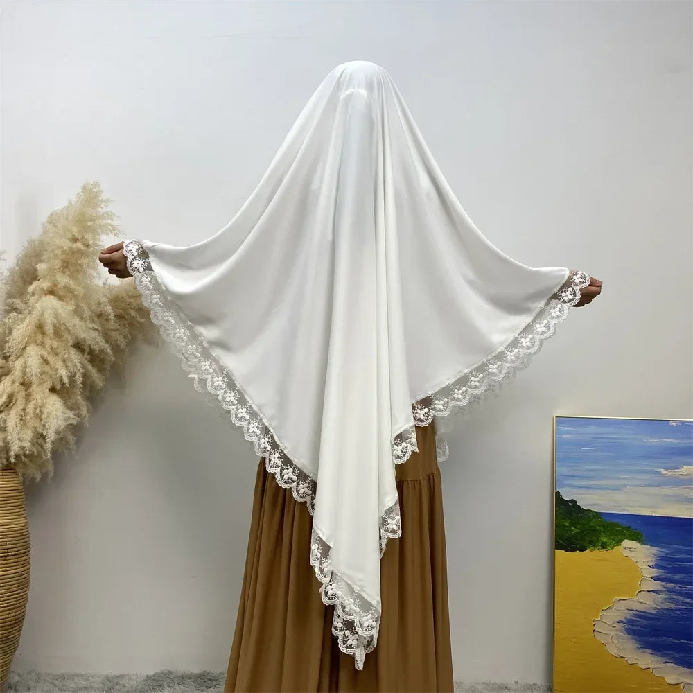 Amira Lace Khimar — Long Plain (Overhead)