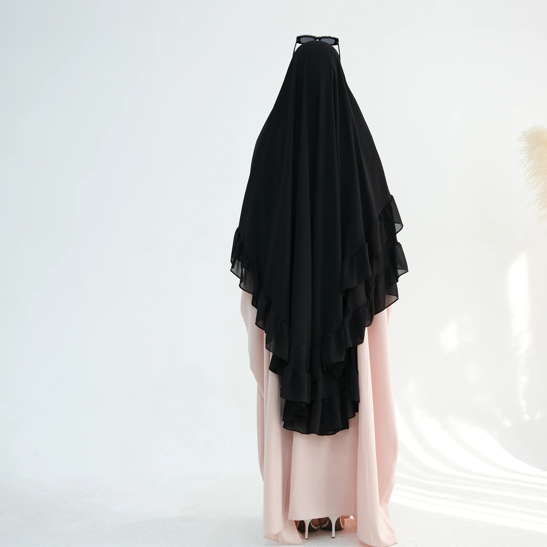 Khimar Maïssa XL — 2 Muslin Veils with Ruffles (Extra-long)