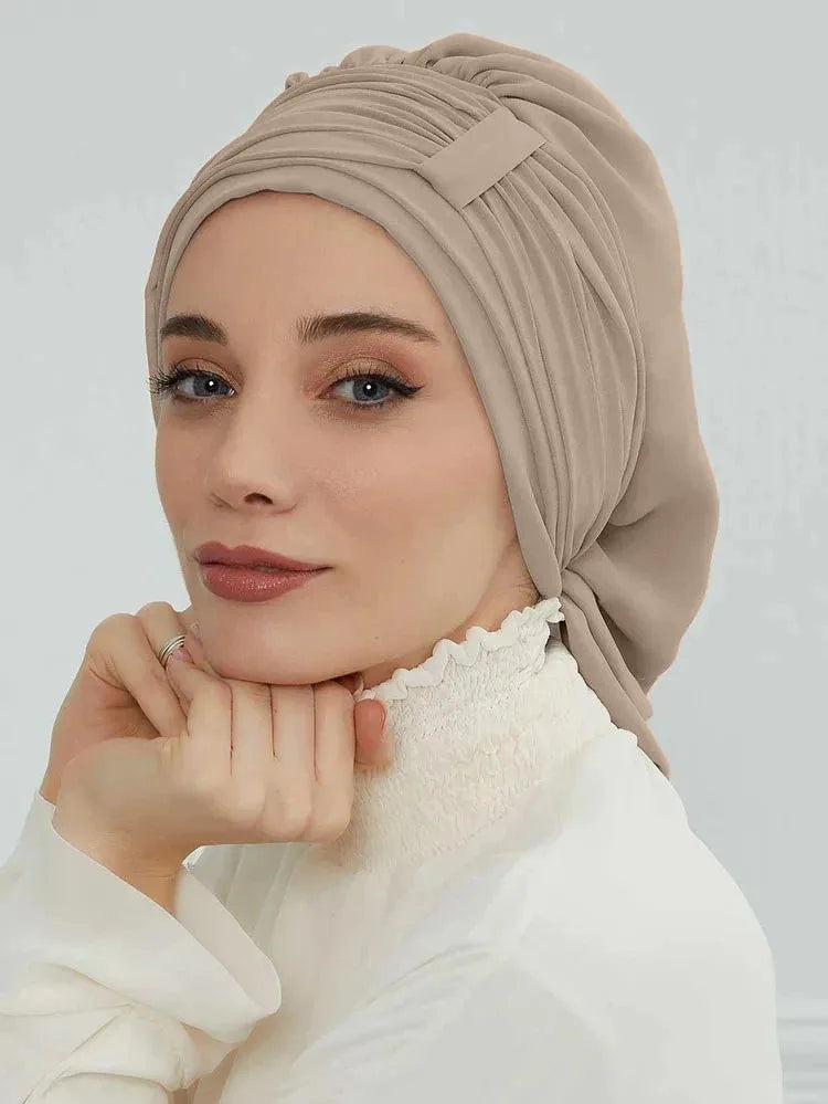 ZAYNA Instant Turban Hijab — Solid Cotton Blend Ready-to-Wear Cap