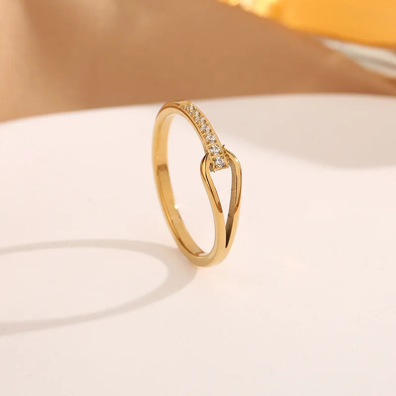 ZAYNA Water Drop Zircon Ring — Titanium Steel Wedding Band