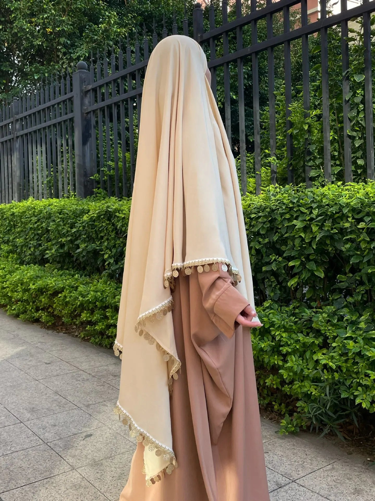 Soraya Éclat Khimar — Long with Sequins & Fringes