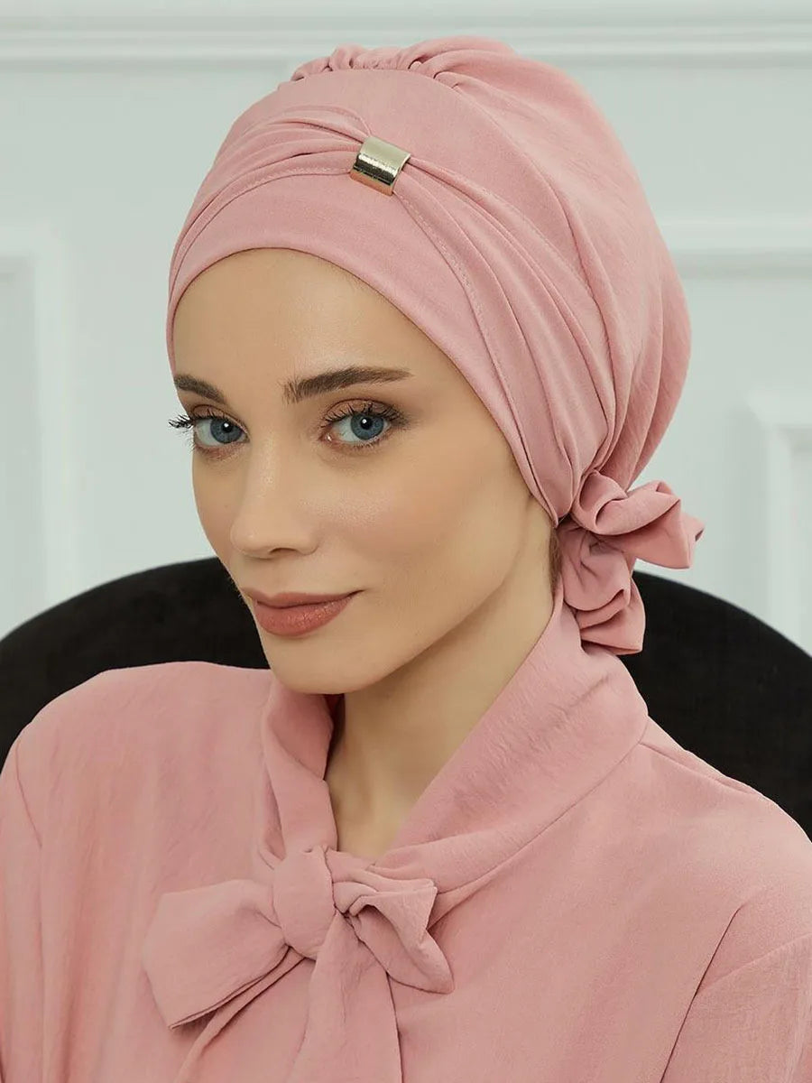 ZAYNA Instant Turban Hijab — Solid Cotton Blend Ready-to-Wear Cap
