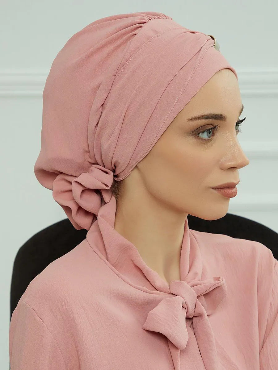 ZAYNA Instant Turban Hijab — Solid Cotton Blend Ready-to-Wear Cap