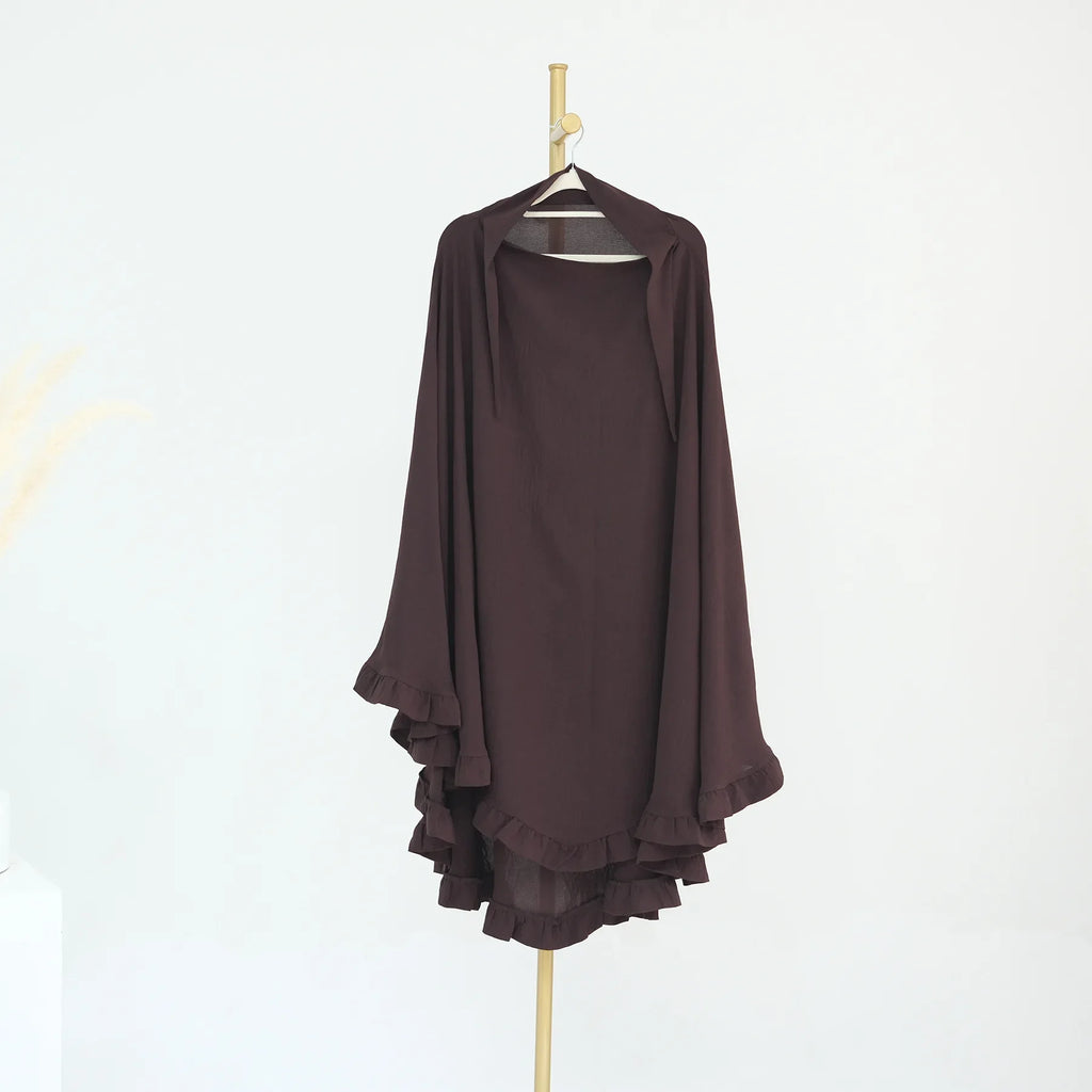 Khimar Nida Ruffles — 1 Nida Crepe Veil (Overhead)