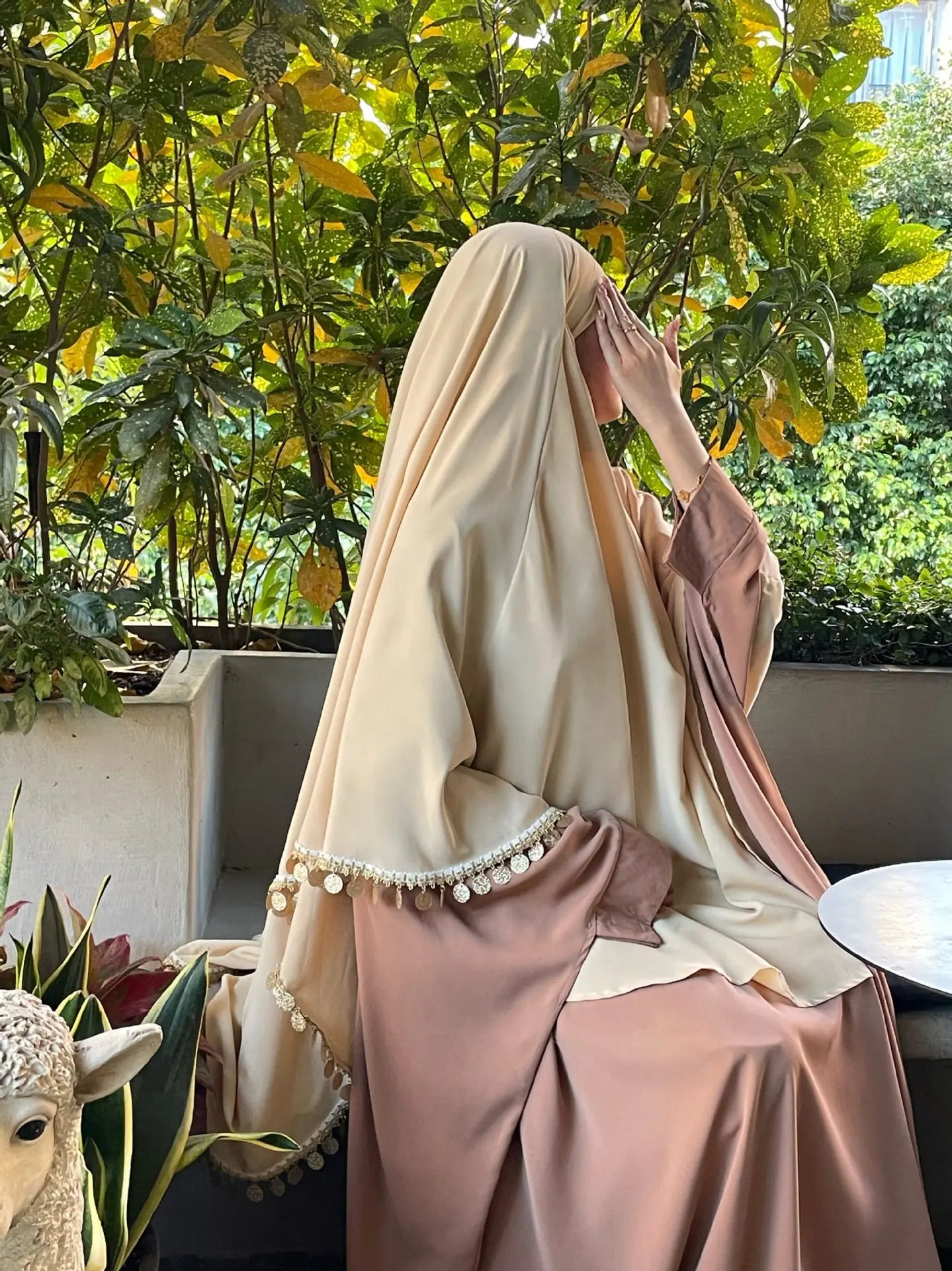 Soraya Éclat Khimar — Long with Sequins & Fringes