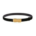 ZAYNA Suede Cowhide Belt — Gold Buckle Elegance
