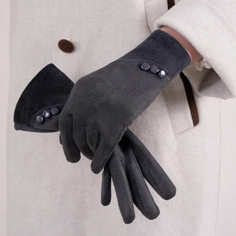 ZAYNA Suede Touchscreen Winter Gloves — Thick & Warm
