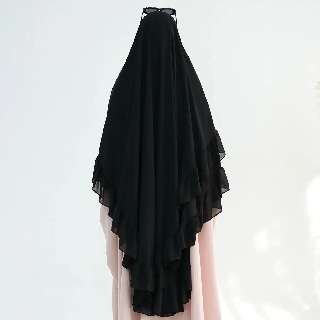 Khimar Maïssa XL — 2 Muslin Veils with Ruffles (Extra-long)