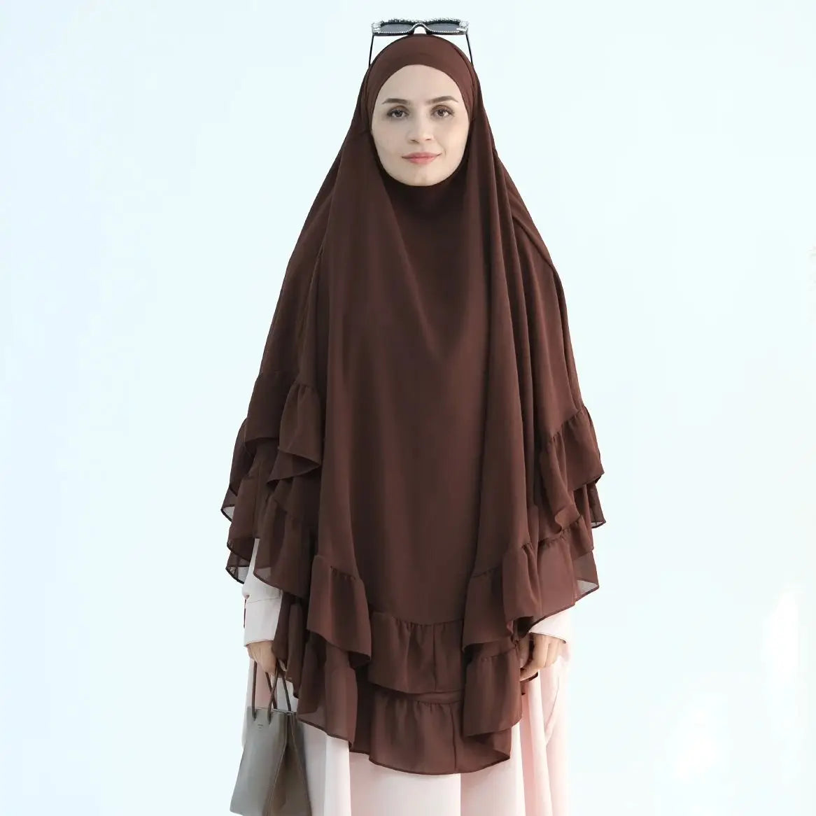 Khimar Maïssa XL — 2 Muslin Veils with Ruffles (Extra-long)