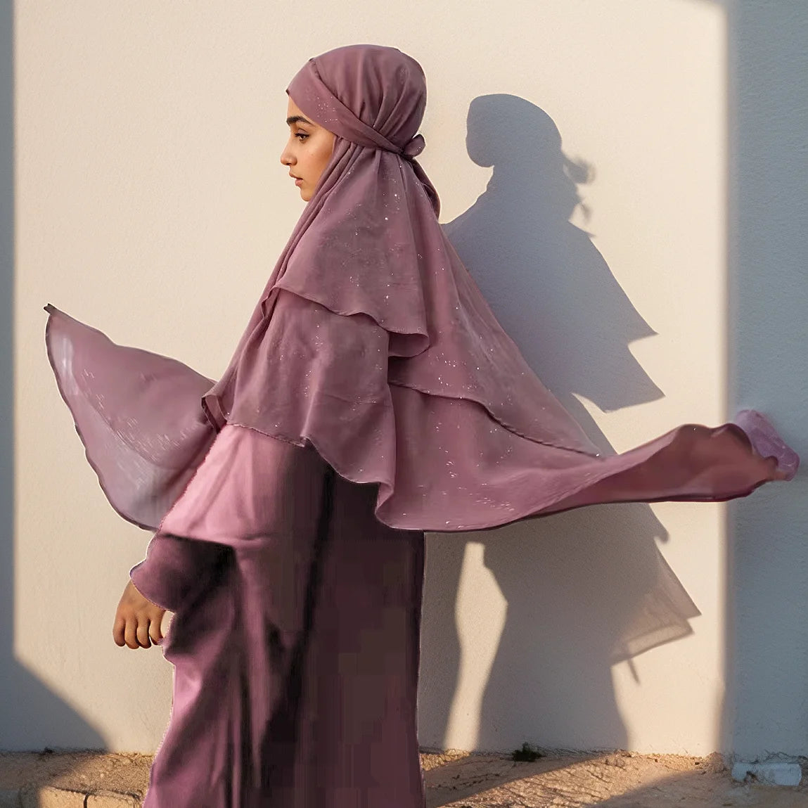 Khimar Eclat Doux — 2 Light Veils (Overhead), Irregular Hem